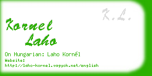 kornel laho business card
